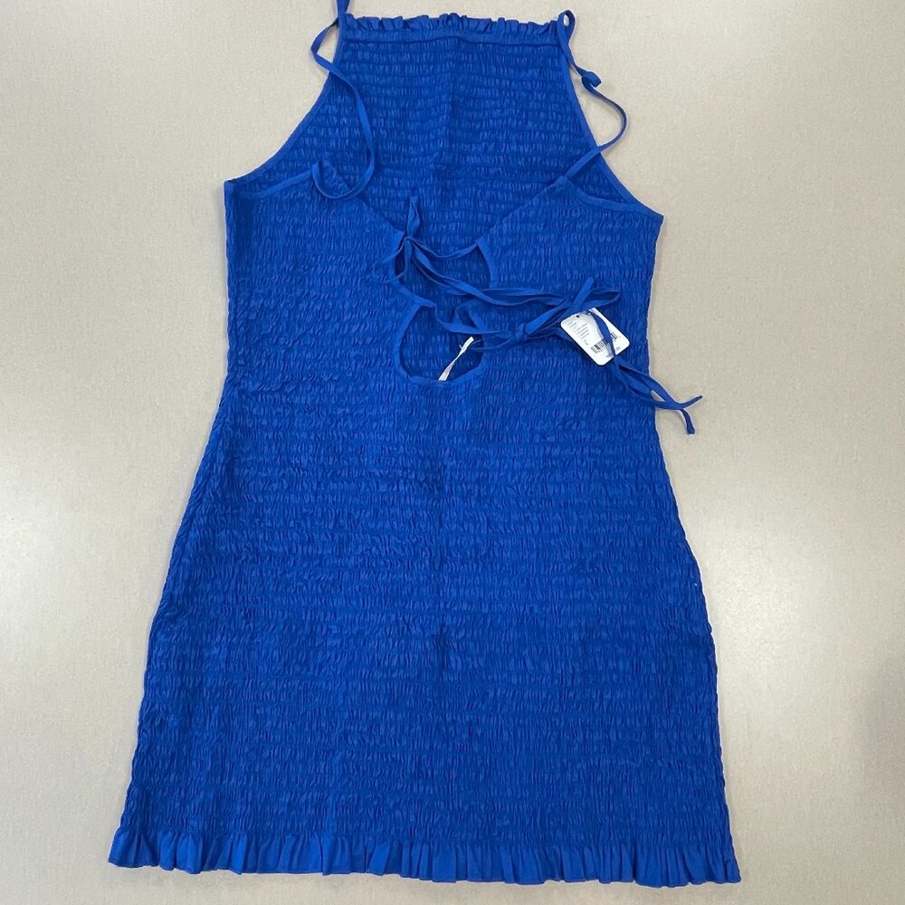 Free People Ilya Smocked Mini Dress - Lapis Blue - Size Large - NWT - Picture 3 of 6